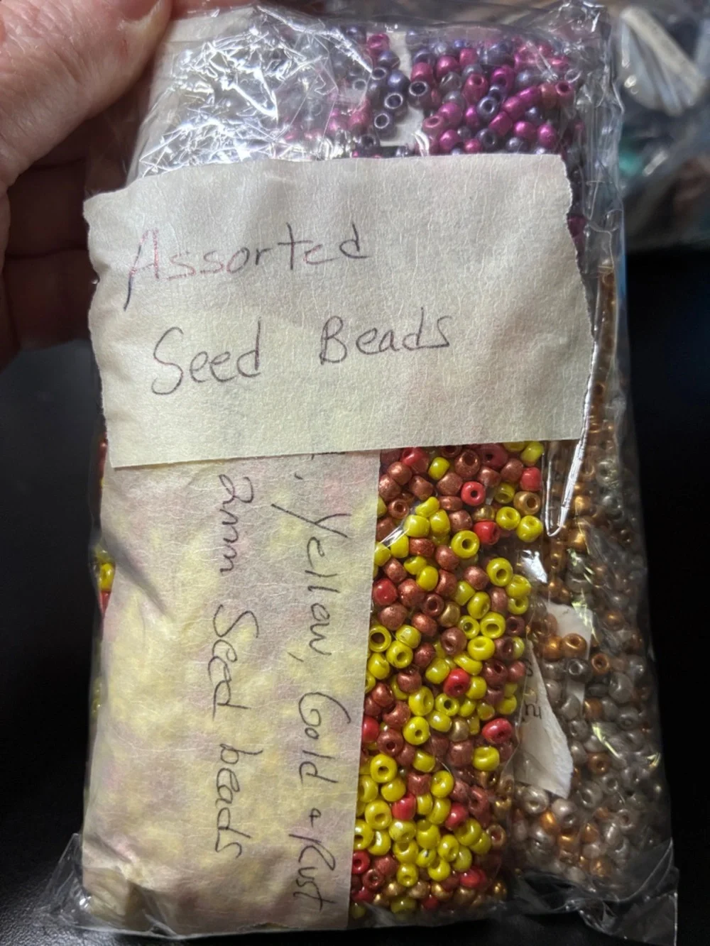 Mixed Glass Seed Beads - White, Black, Blue, Gold, Bronze